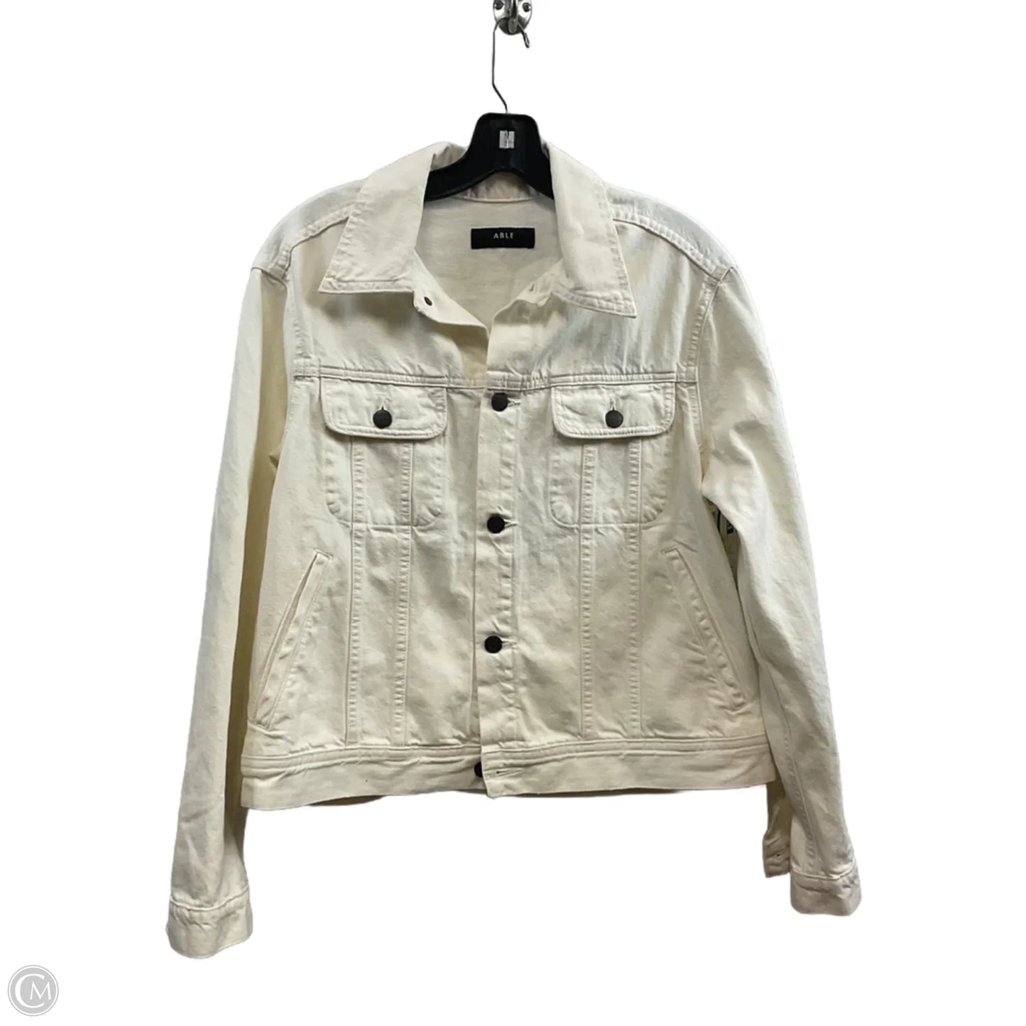 Jacket Denim By Able In Cream Denim, Size: L