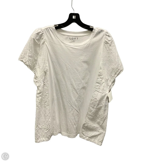 Top Short Sleeve By Loft In White, Size: L