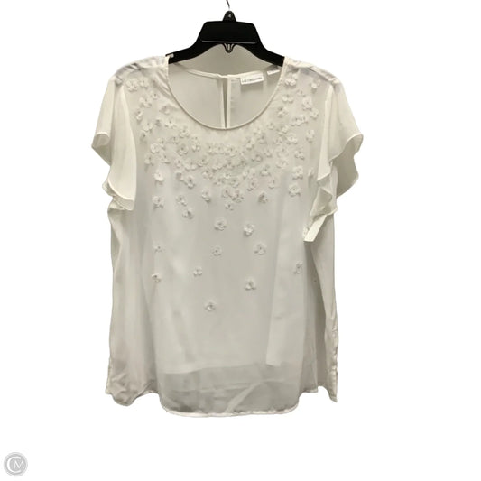 Blouse Short Sleeve By Liz Claiborne In White, Size: Xl