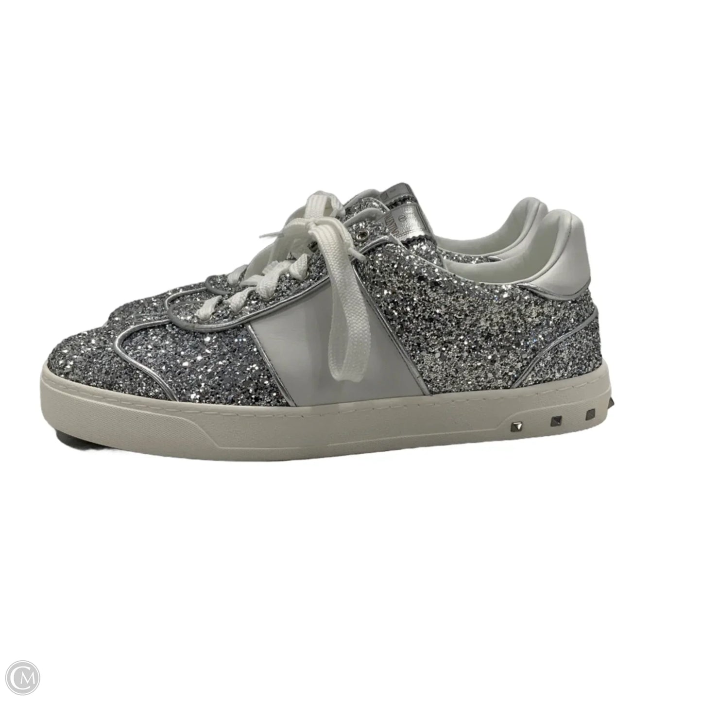 Shoes Luxury Designer By Valentino-garavani In Silver & White, Size: 9.5