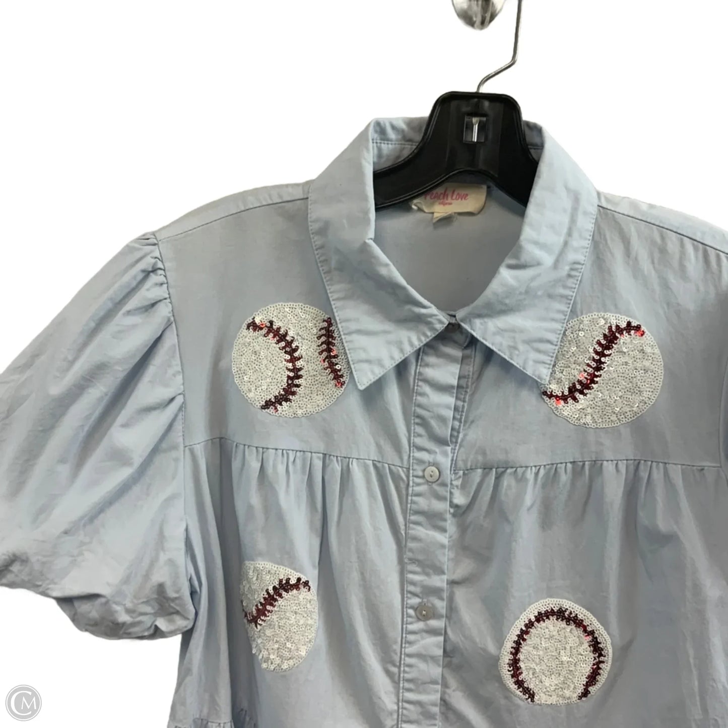 Dress Casual Short By Peach Love Cream California In Blue, Size: L