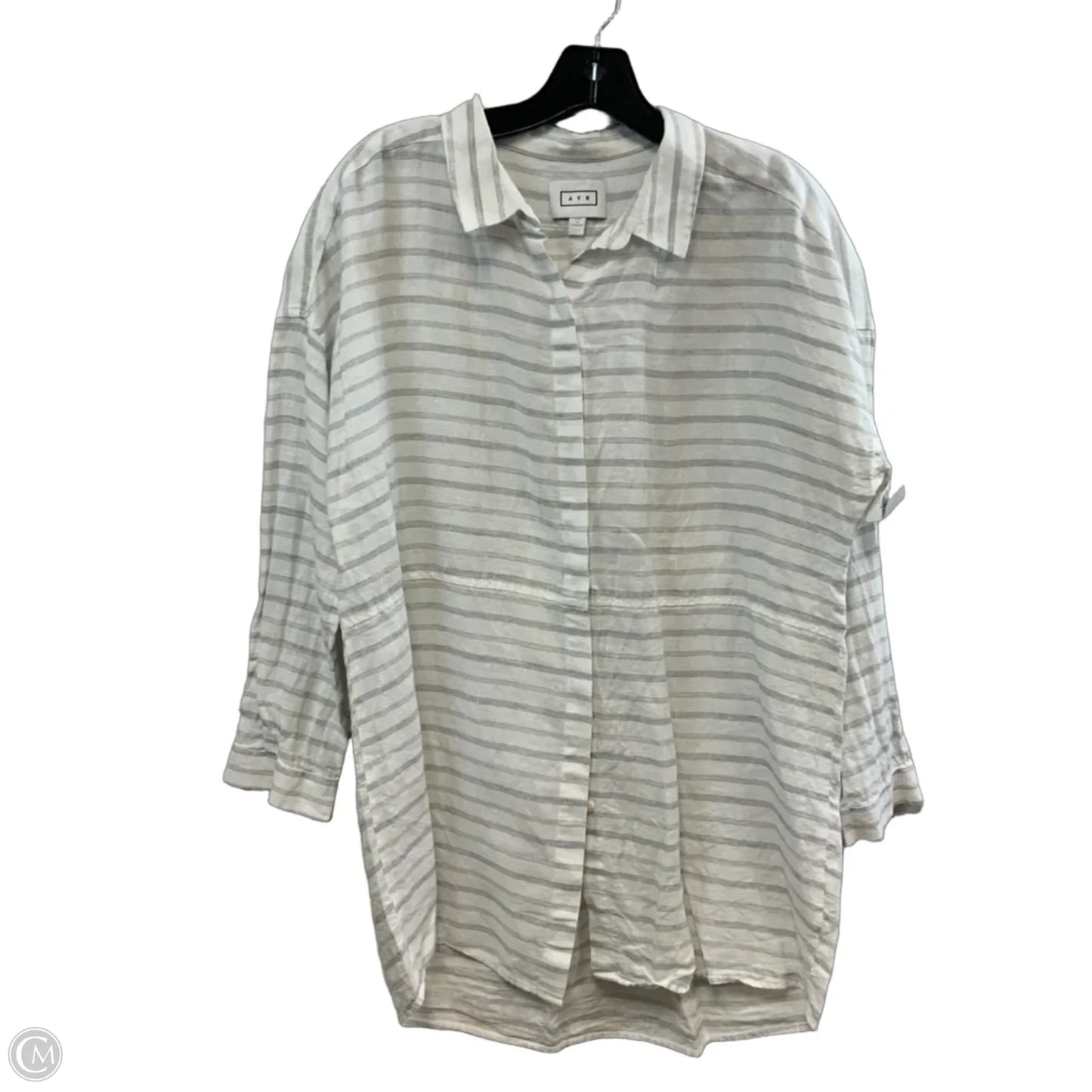 Blouse Long Sleeve By AYR In White, Size: L