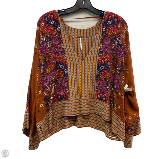 Blouse Long Sleeve By Free People In Brown, Size: S