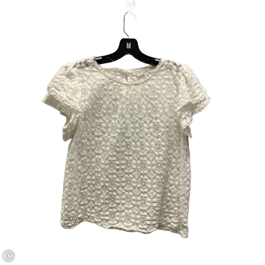Blouse Short Sleeve By Loft In White, Size: L