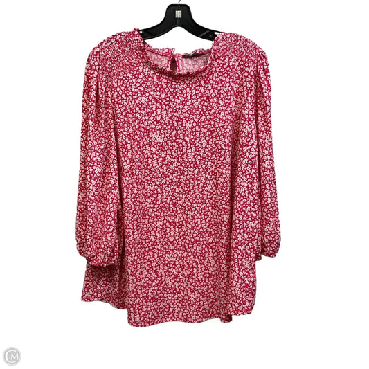 Blouse Short Sleeve By Adrianna Papell In Pink, Size: 1x
