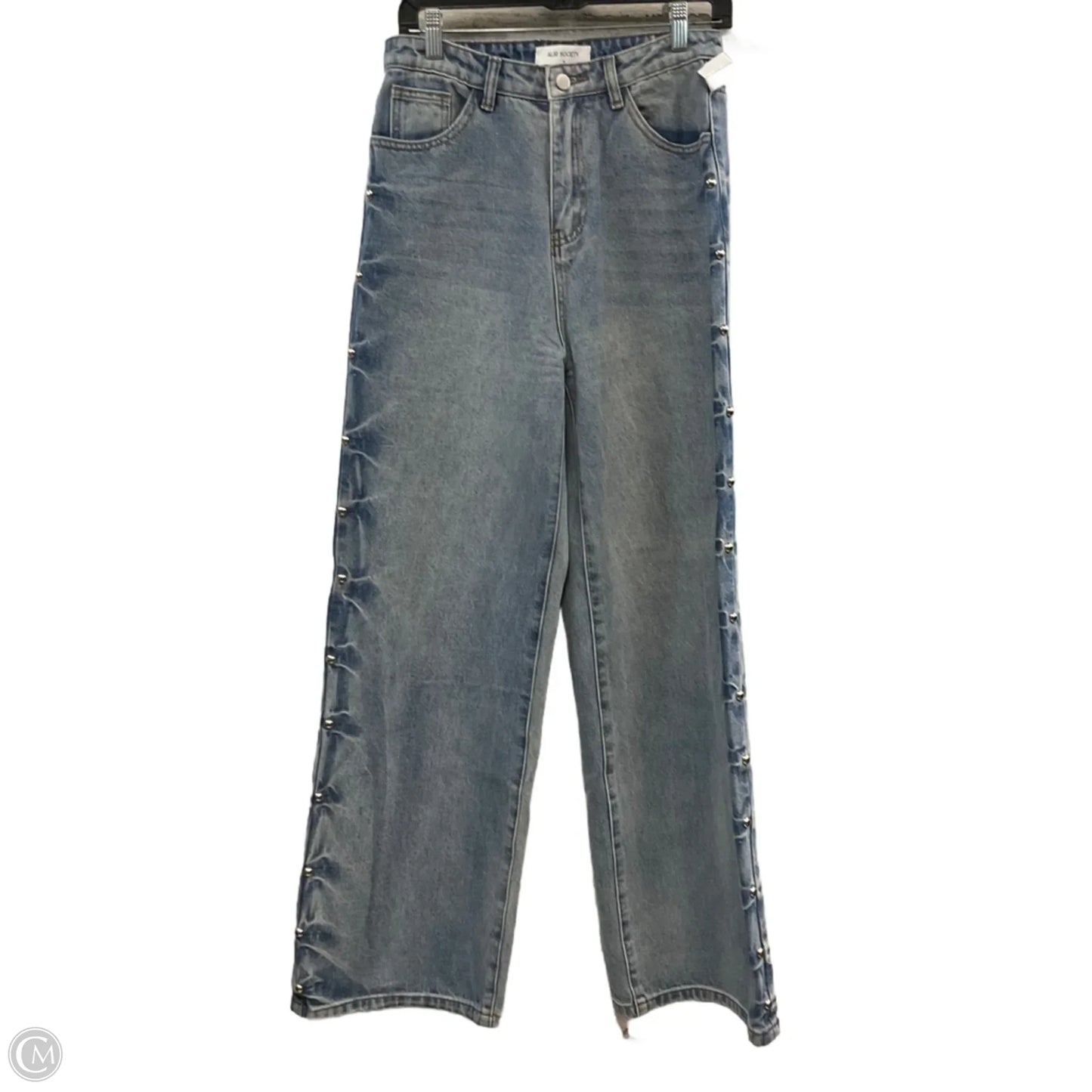 Jeans Wide Leg By AUR SOCIETY In Blue Denim, Size: M