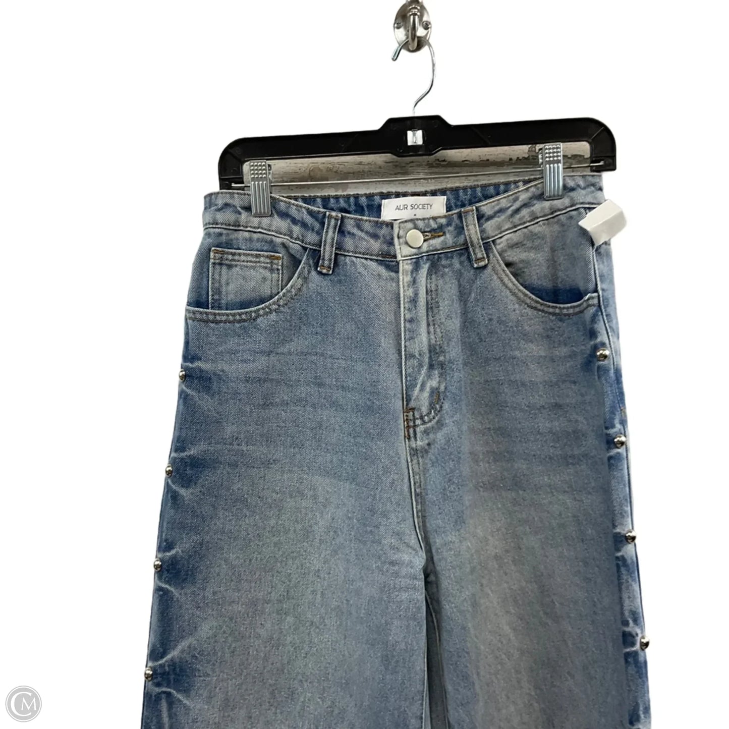 Jeans Wide Leg By AUR SOCIETY In Blue Denim, Size: M