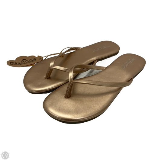 Sandals Flip Flops By Project Cloud In Gold, Size: 6.5