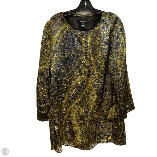 Blouse Designer By Lafayette 148 In Green, Size: Xl