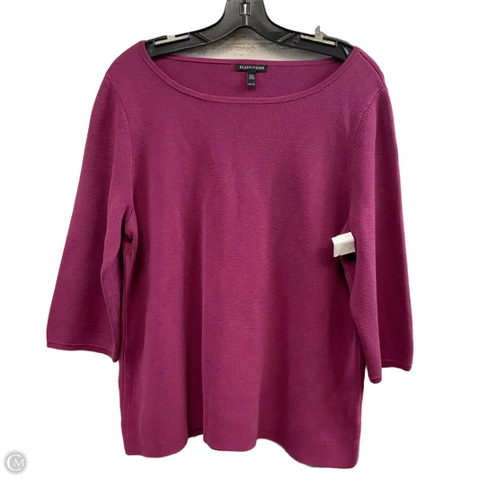 Top 3/4 Sleeve By Eileen Fisher In Purple, Size: Xl