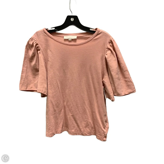 Top Short Sleeve By Loft In Pink, Size: L