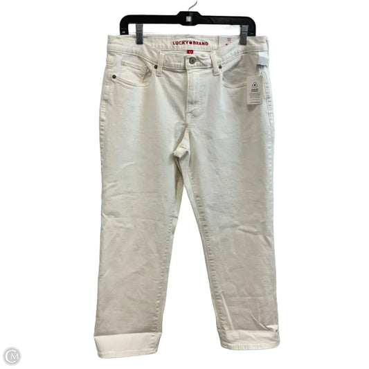 Jeans Cropped By Lucky Brand In White Denim, Size: 12