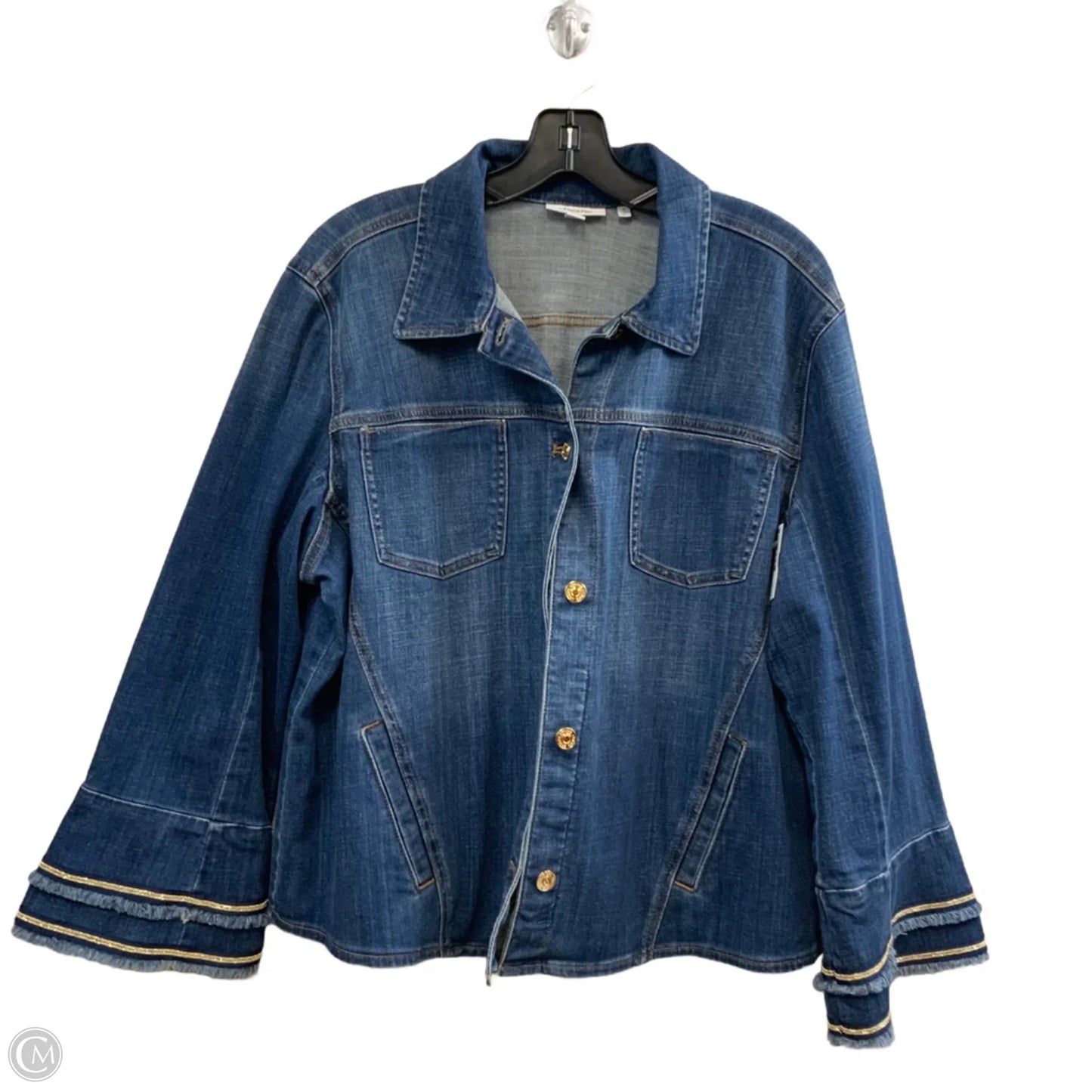 Jacket Denim By Chicos In Blue Denim, Size: Xl