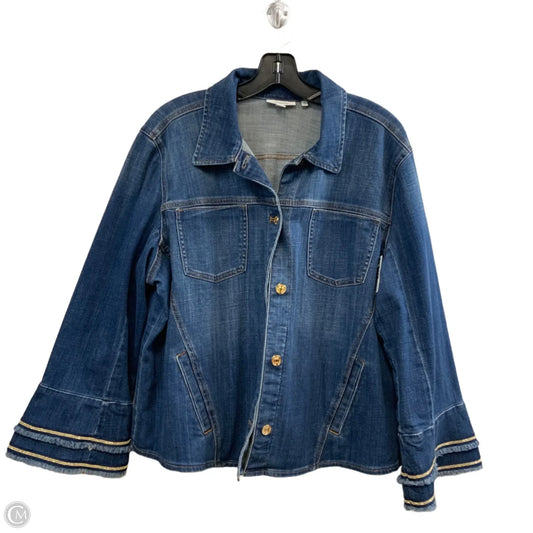 Jacket Denim By Chicos In Blue Denim, Size: Xl