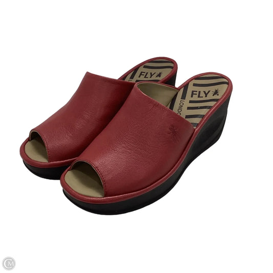 Sandals Heels Wedge By Fly London In Red, Size: 9