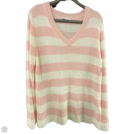 Sweater By Miracle In Pink & White, Size: S
