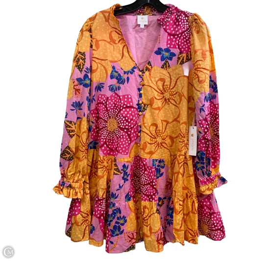 Dress Casual Short By J.marie In Pink & Yellow, Size: Xs