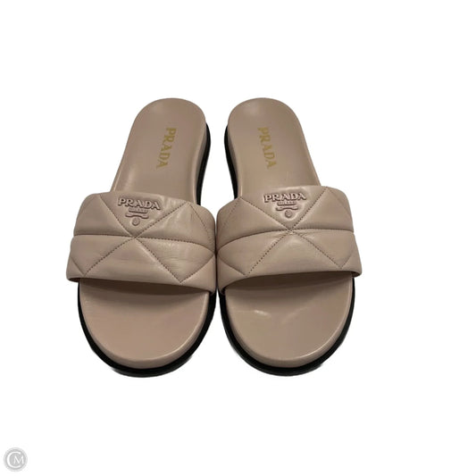 Sandals Luxury Designer By Prada In Beige, Size: 9.5