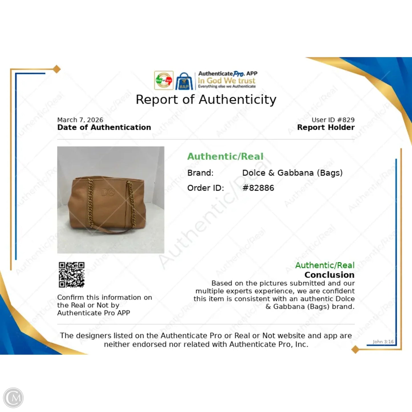 Handbag Luxury Designer By Dolce And Gabbana, Size: Medium