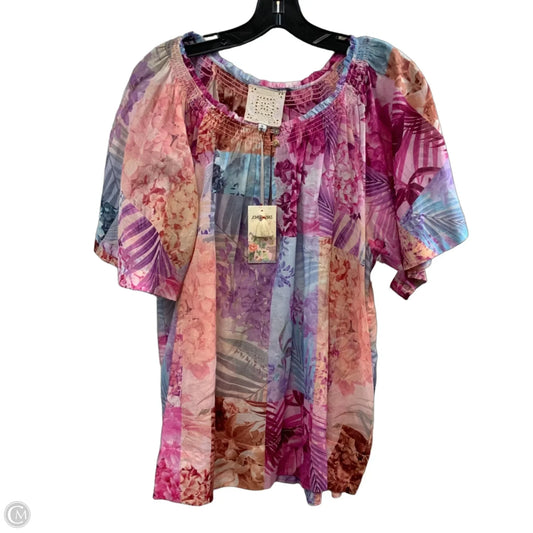 Blouse Short Sleeve By Johnny Was In Purple, Size: Xl