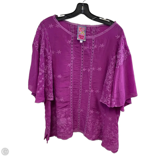 Blouse Short Sleeve By Johnny Was In Purple, Size: Xl