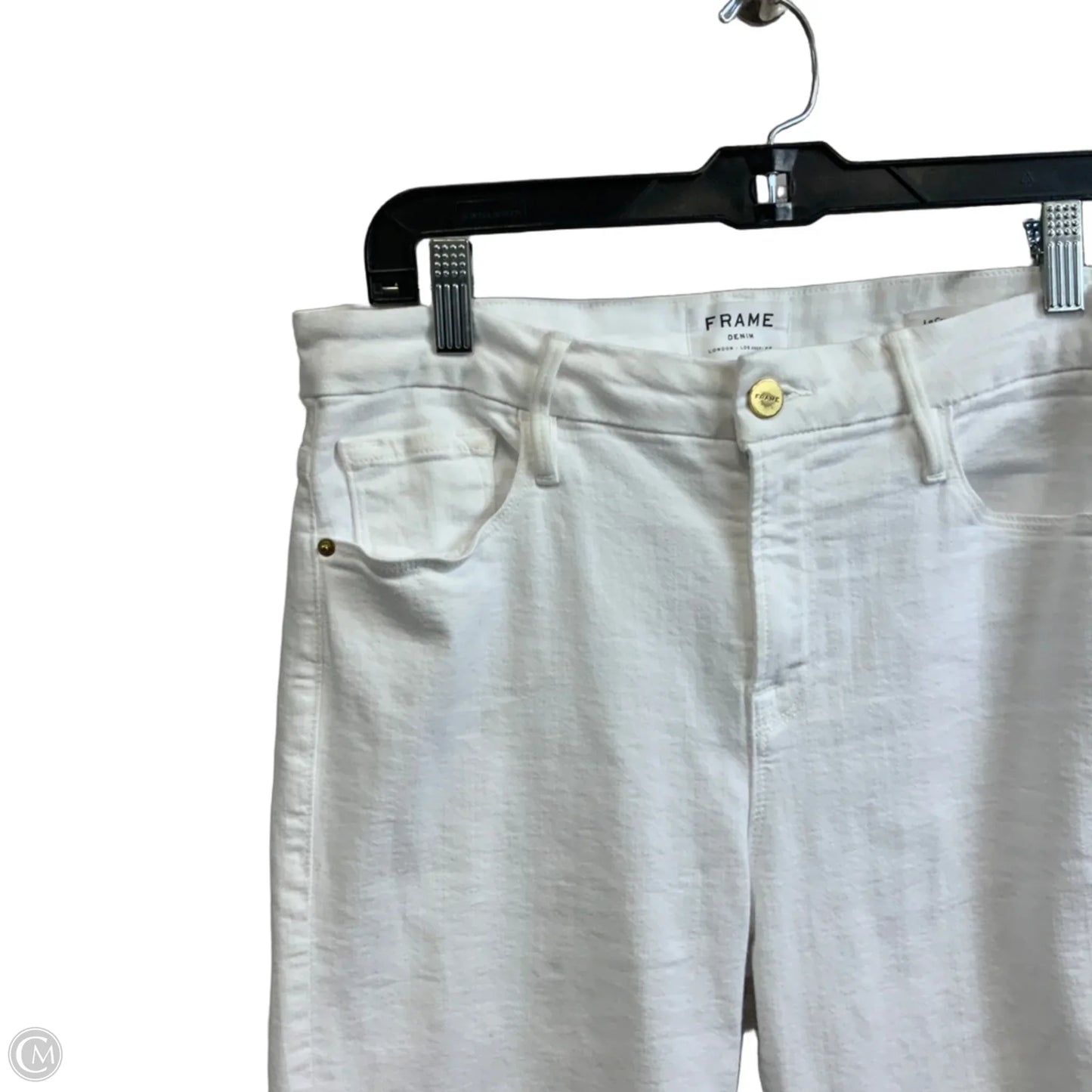 Jeans Boot Cut By Frame In White Denim, Size: 8