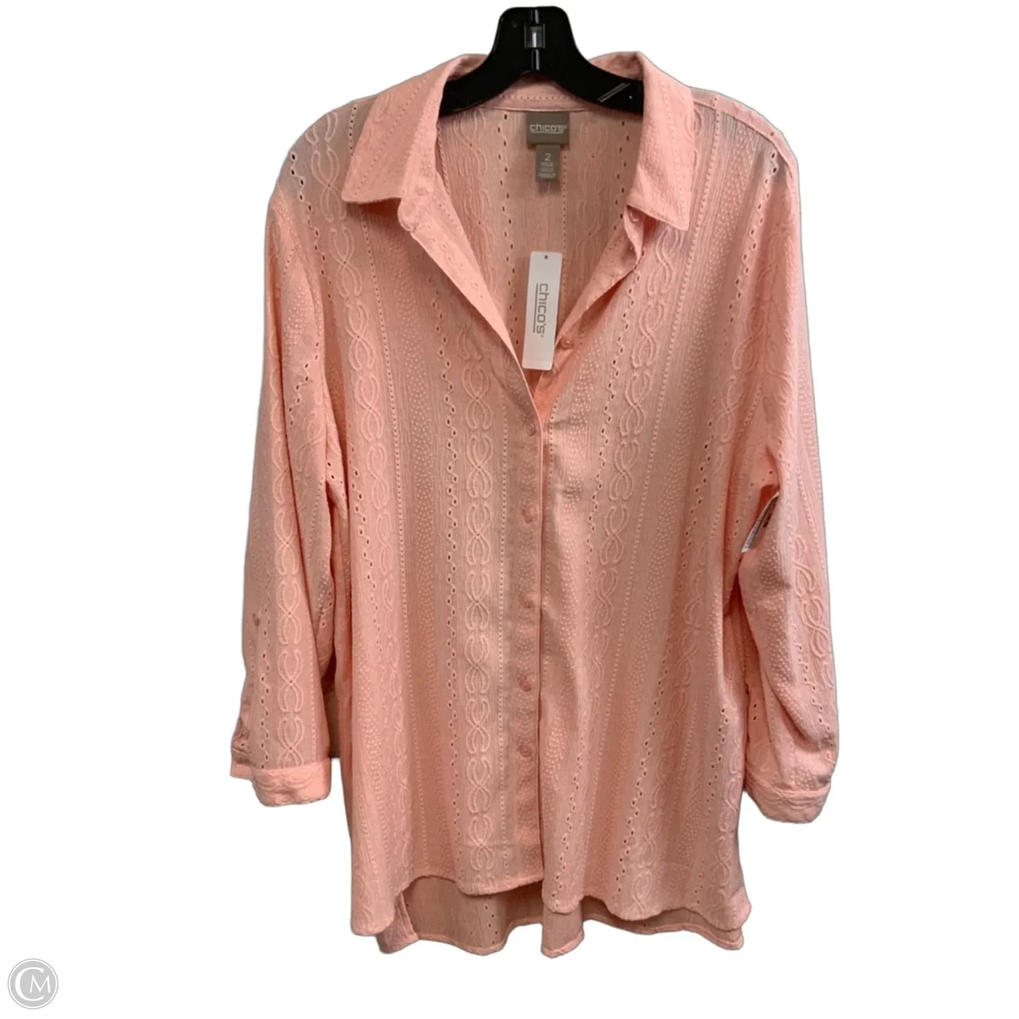 Blouse Long Sleeve By Chicos In Orange, Size: L