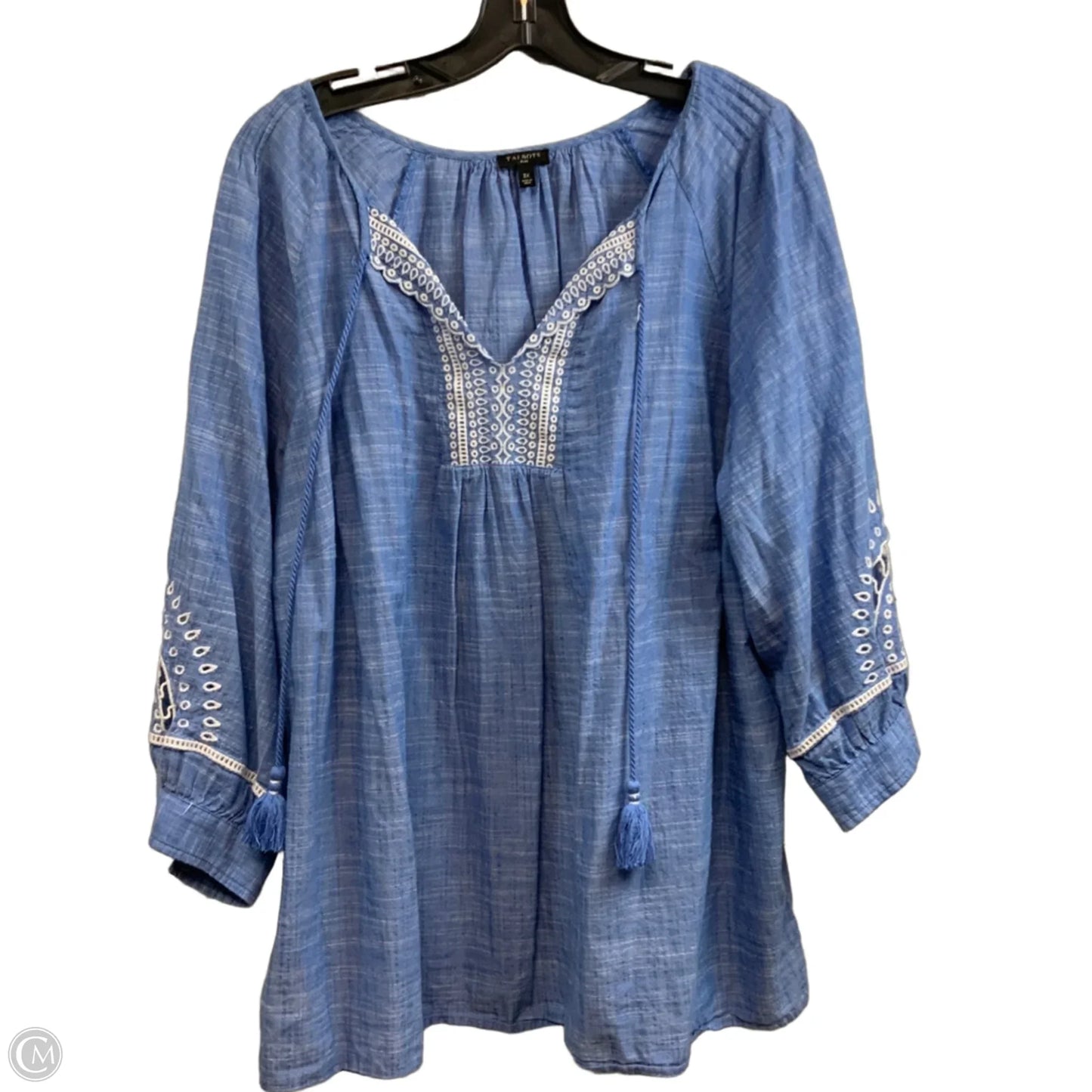 Blouse 3/4 Sleeve By Talbots In Blue, Size: 3x