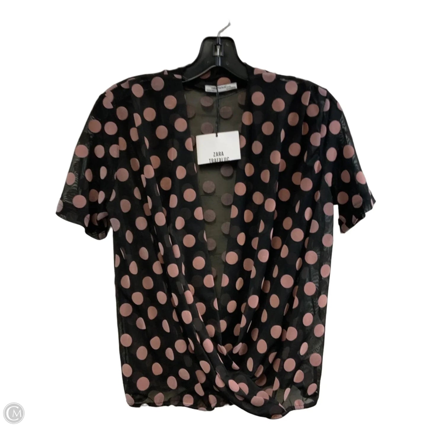 Blouse Short Sleeve By Zara In Black, Size: M