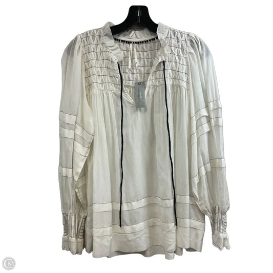 Blouse Long Sleeve By Anthropologie In White, Size: Xsp