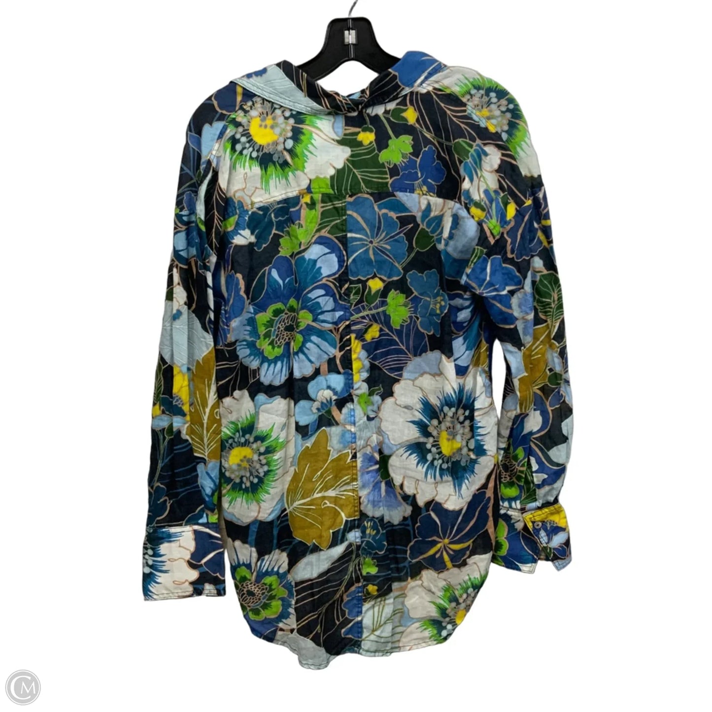 Blouse Long Sleeve By Johnny Was In Blue, Size: S