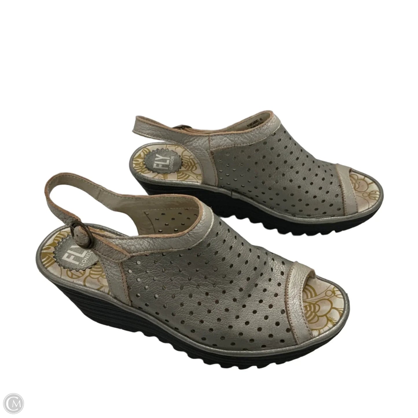 Sandals Heels Wedge By Fly London In Grey, Size: 9