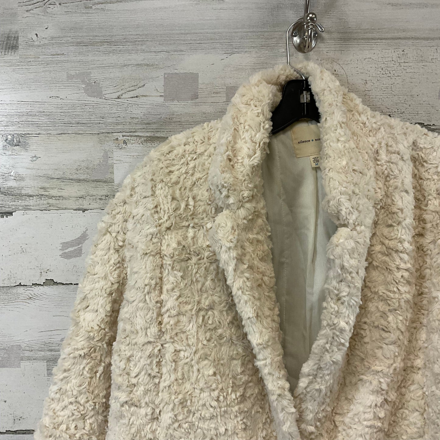 Jacket Faux Fur & Sherpa By Silence And Noise In Cream, Size: M