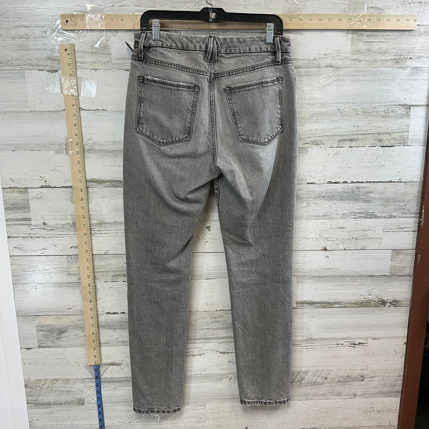 Grey Denim Jeans Straight Good American, Size 8