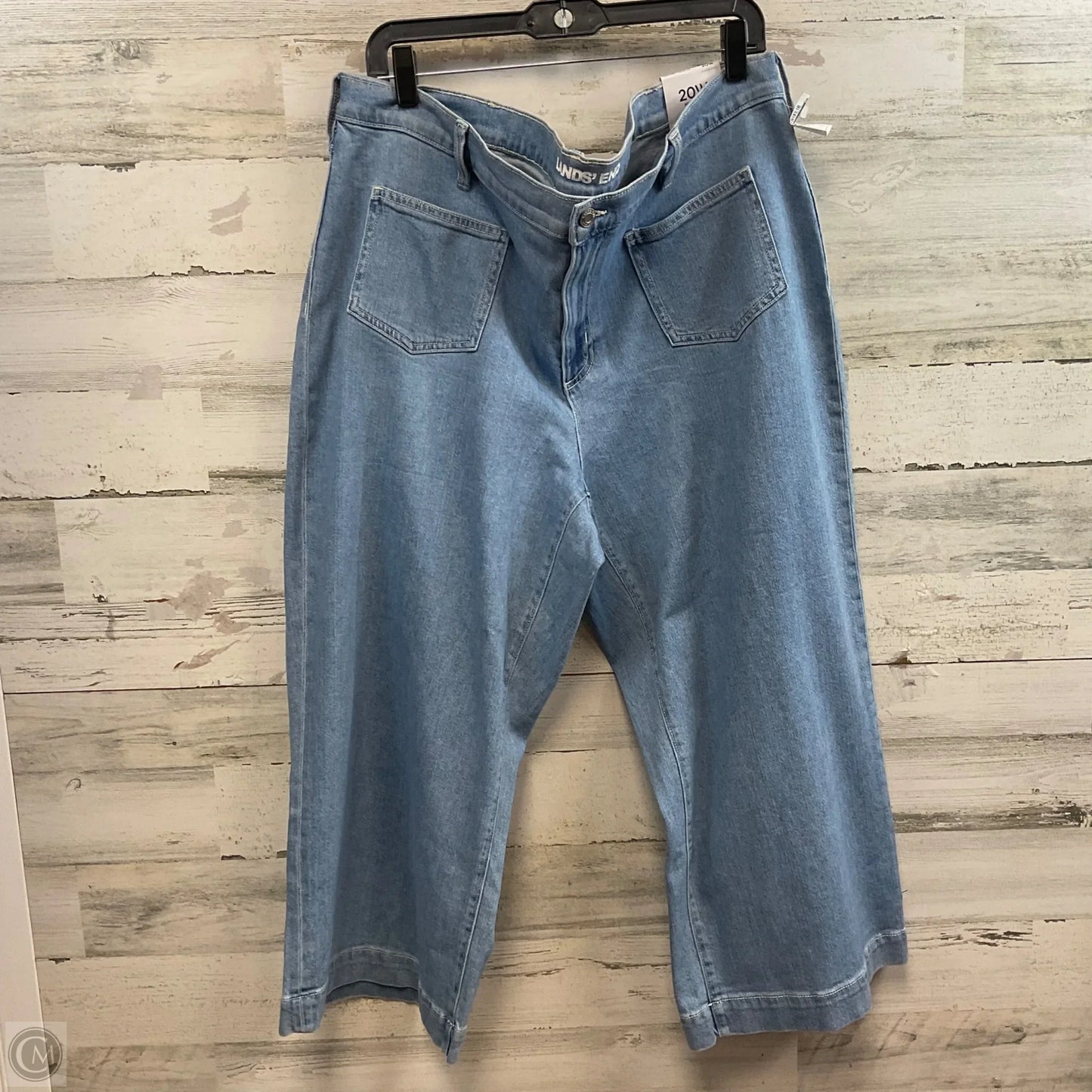 Jeans Cropped By Lands End In Blue Denim, Size: 20