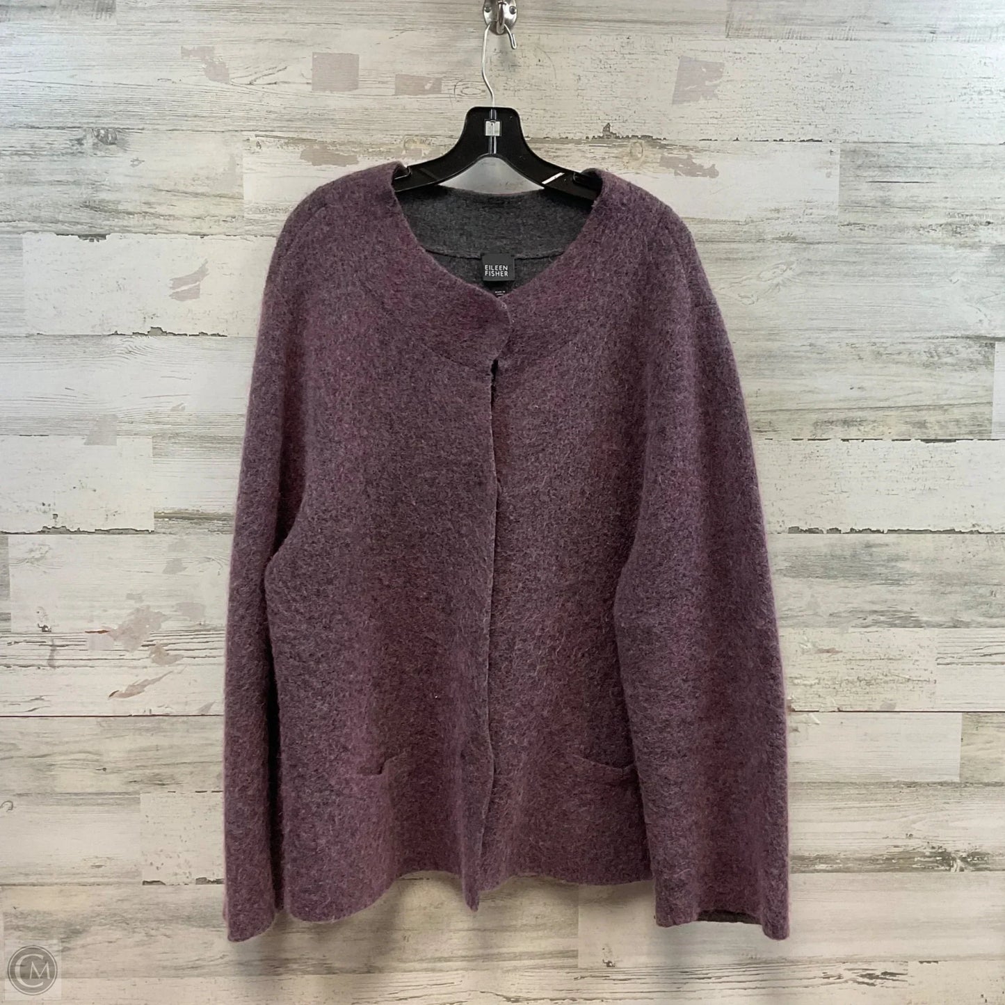 Sweater Cardigan By Eileen Fisher In Purple, Size: Xl