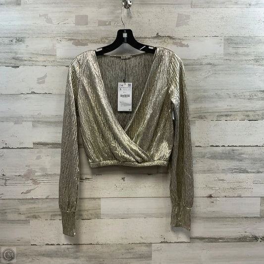 Top Long Sleeve By Zara In Gold, Size: S