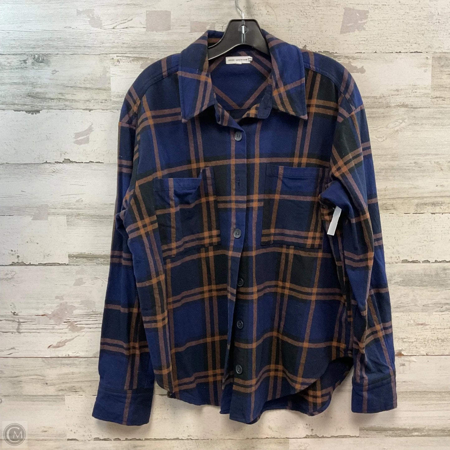 Top Long Sleeve By Good American In Blue, Size: M