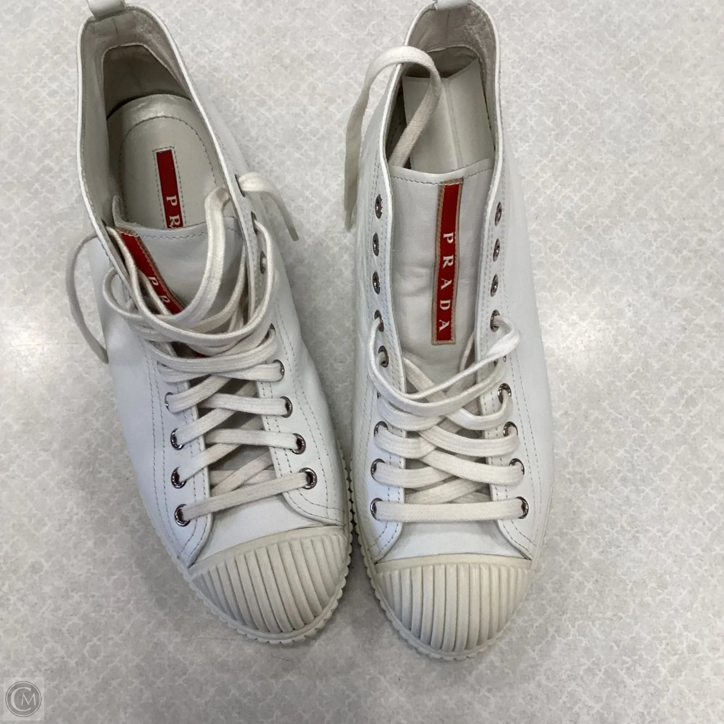 Shoes Luxury Designer By Prada In White, Size: 9.5