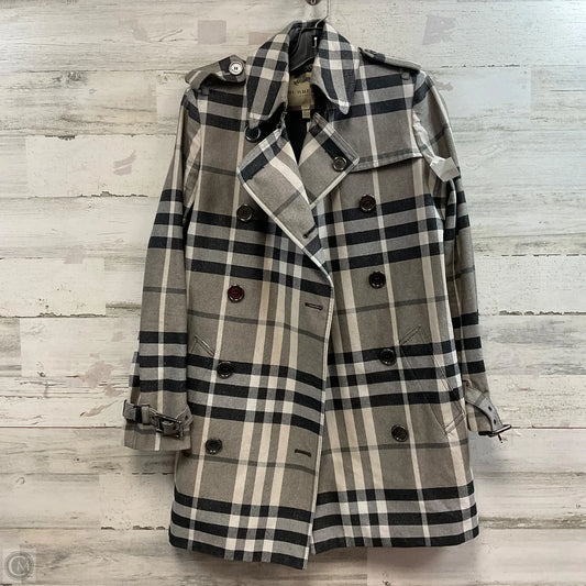 Coat Luxury Designer By Burberry In Grey, Size: S