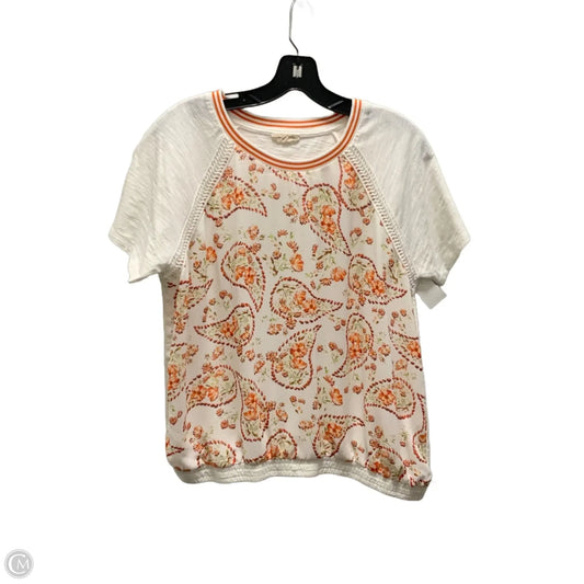 Top Short Sleeve By Mystree In Cream & Orange, Size: L