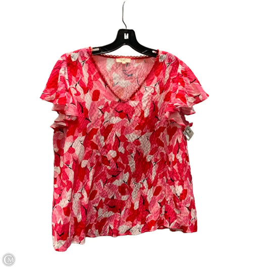 Top Short Sleeve By Easel In Pink & Red, Size: L
