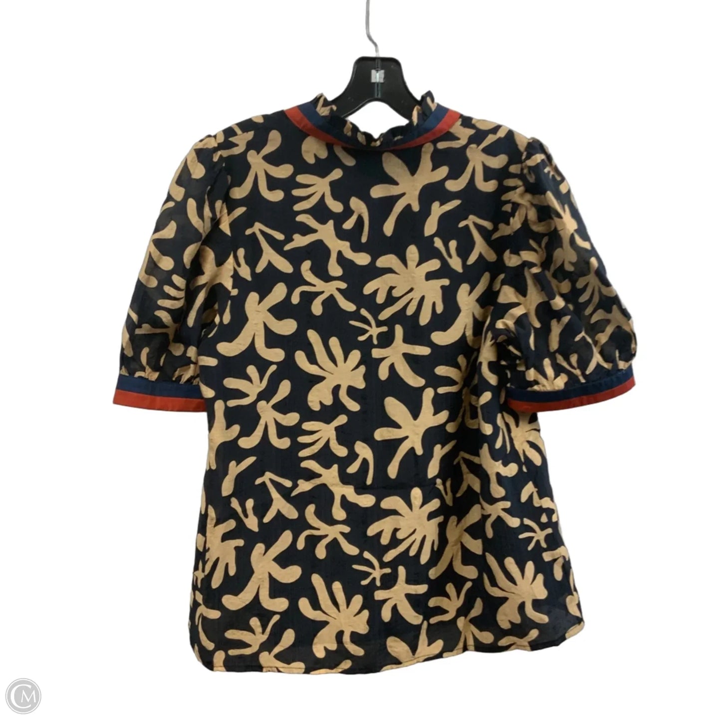 Top Short Sleeve By Thml In Blue & Cream, Size: M