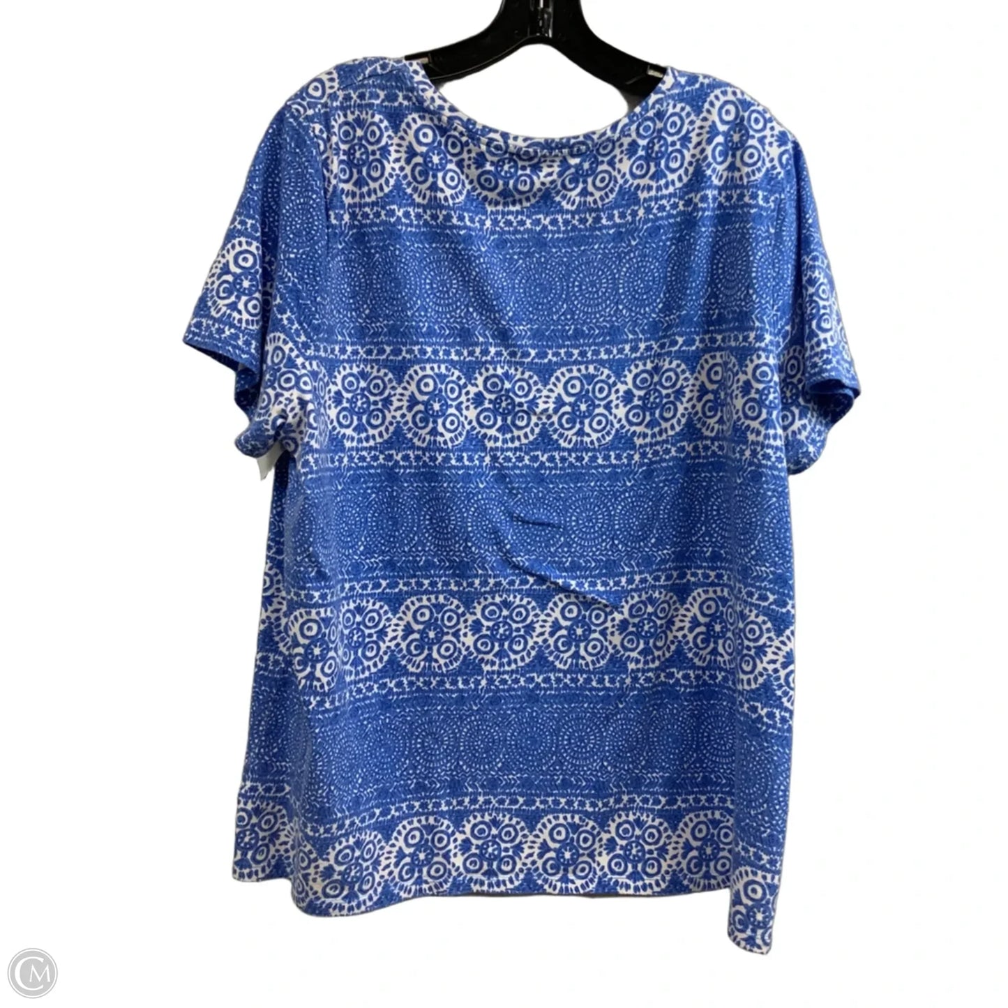 Top Short Sleeve Basic By Talbots In Blue & White, Size: 2x