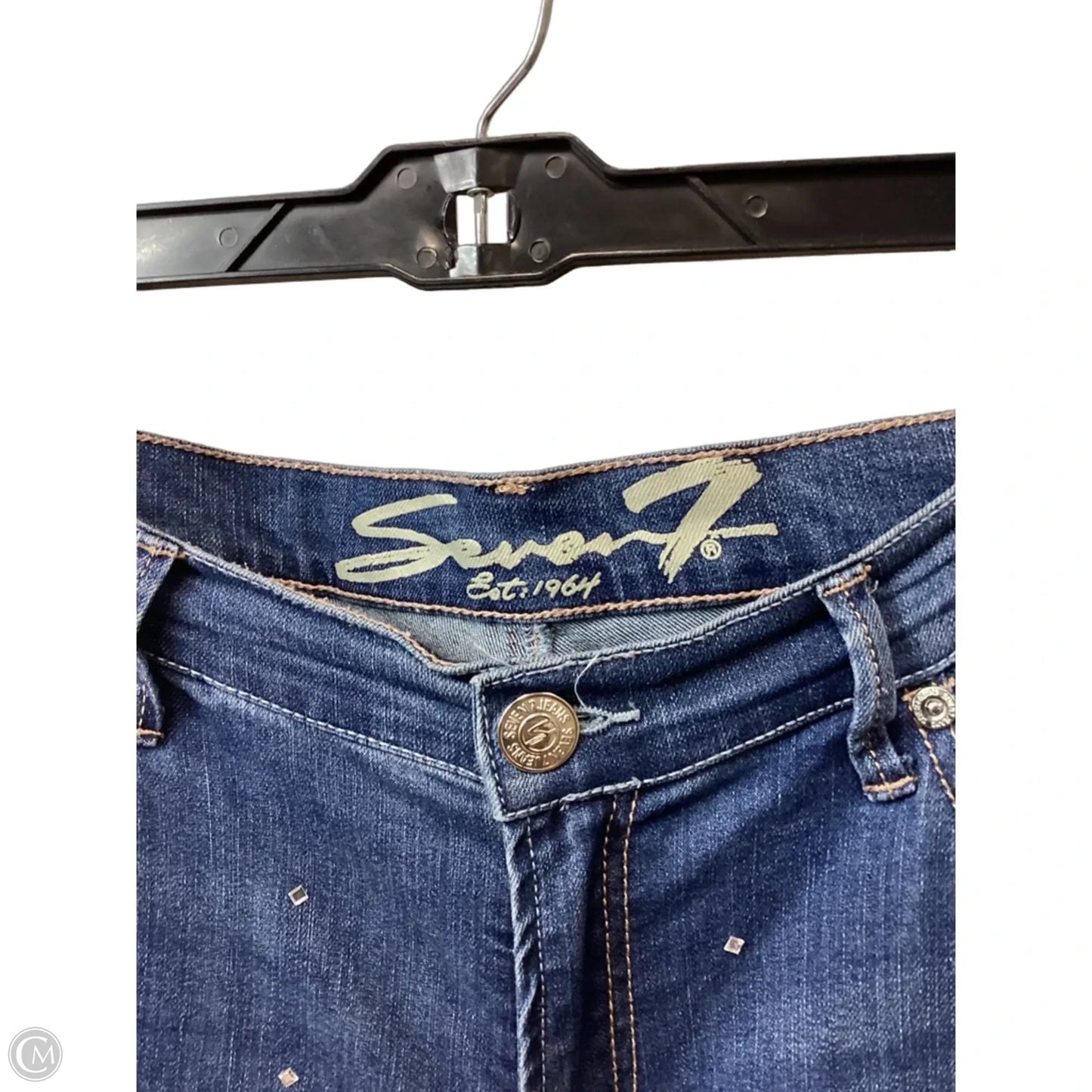 Jeans Straight By Seven 7 In Blue Denim, Size: 12