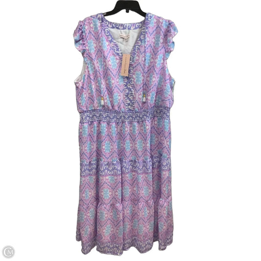 Dress Casual Midi By Nanette Lepore In Purple & White, Size: 2x