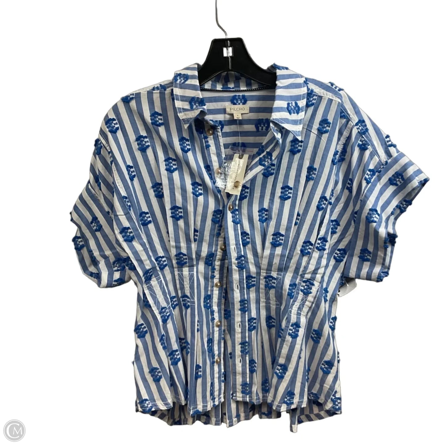 Top Short Sleeve By Pilcro In Blue & White, Size: S