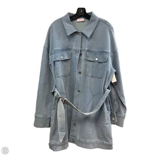 Jacket Denim By Pink Lily In Blue Denim, Size: Xl