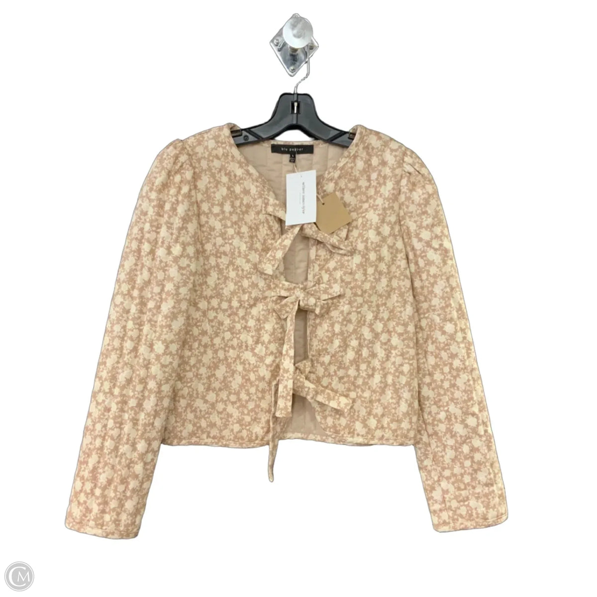 Jacket Puffer & Quilted By Blu Pepper In Tan & White, Size: S