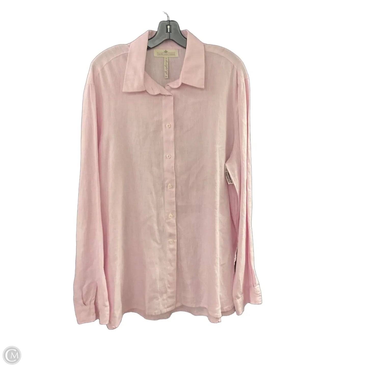 Blouse Long Sleeve By Crown Linen Designs In Pink, Size: Xl